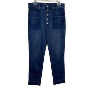 AMO Anthropologie Audrey with Snaps Blue Jeans in Shadow Play Size 31 EUC